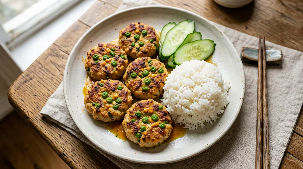 Oven-baked Thai fish cakes with cucumber salad