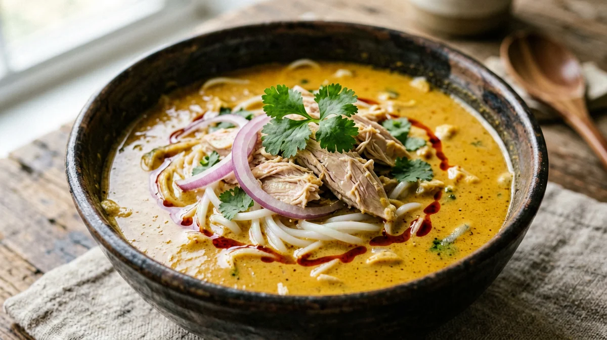 Khao soi leggero di pollo con noodle al curry