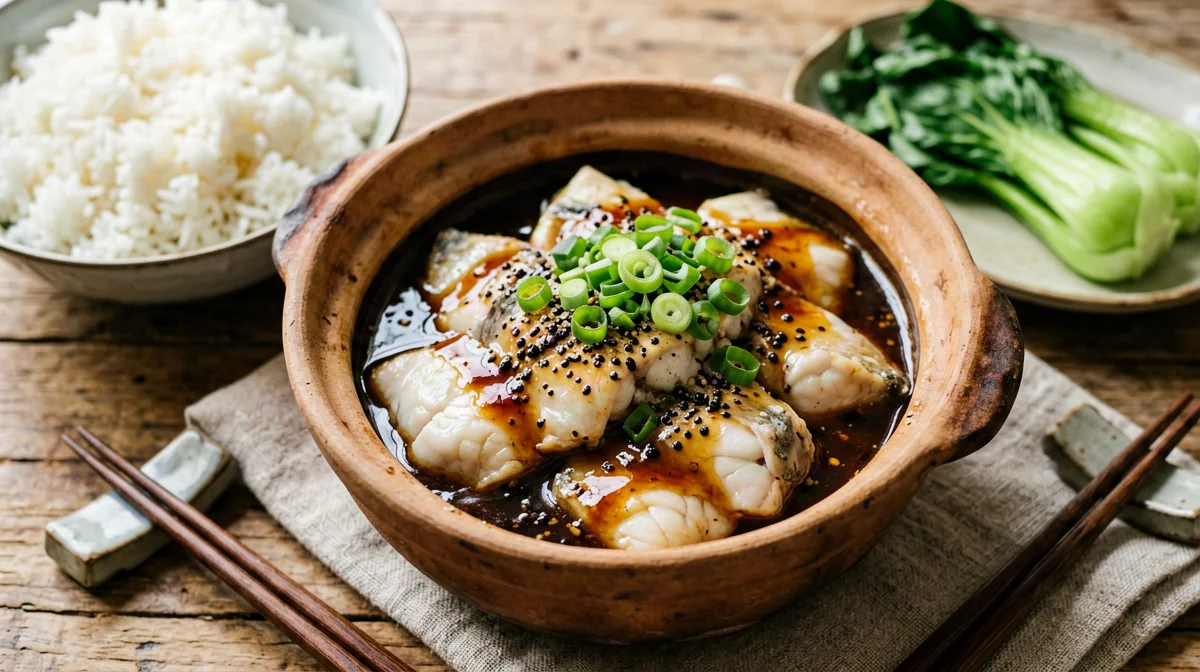 Vietnamese peppery caramelised cod clay pot