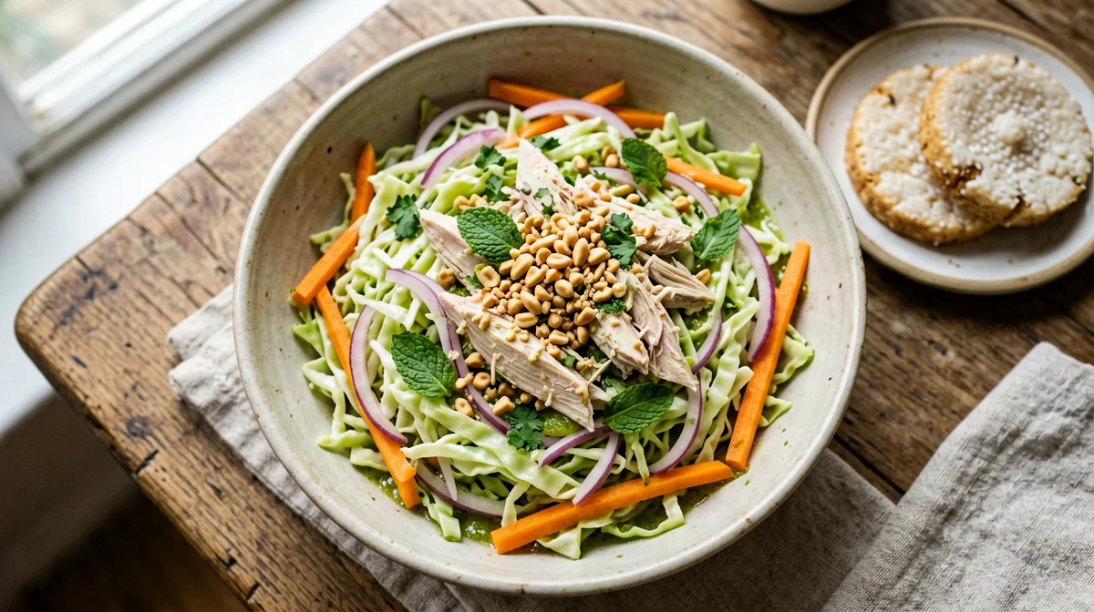 Vietnamese chicken and cabbage salad with mint