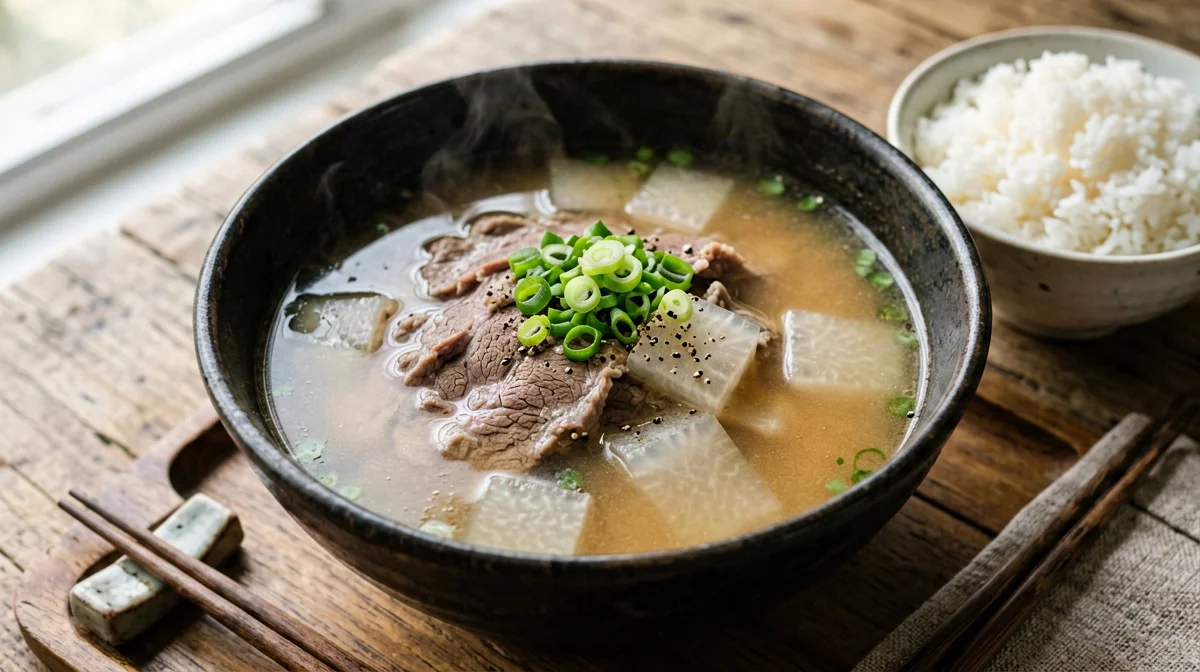Zuppa coreana di manzo e daikon con riso