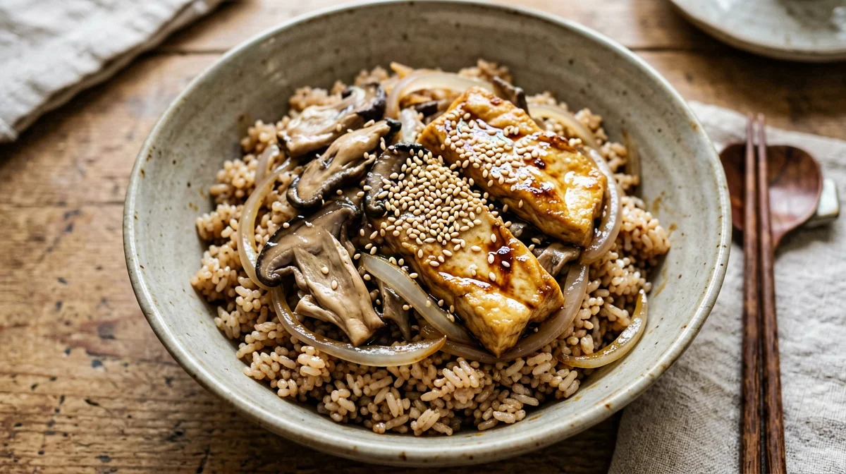 Bulgogi vegano di funghi pleurotus e tofu