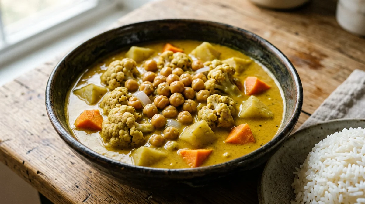 Malaysian vegetable and chickpea coconut curry