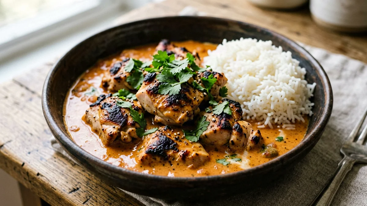 Light chicken tikka masala with yogurt and basmati