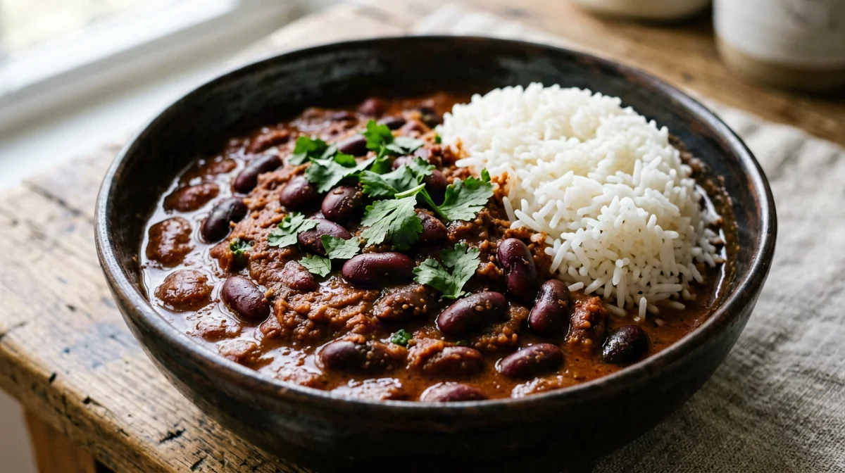 Rajma di fagioli rossi in salsa speziata con riso