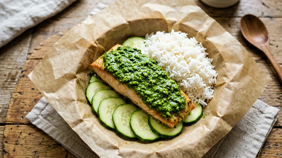 Patrani salmon parcel with coconut-coriander chutney