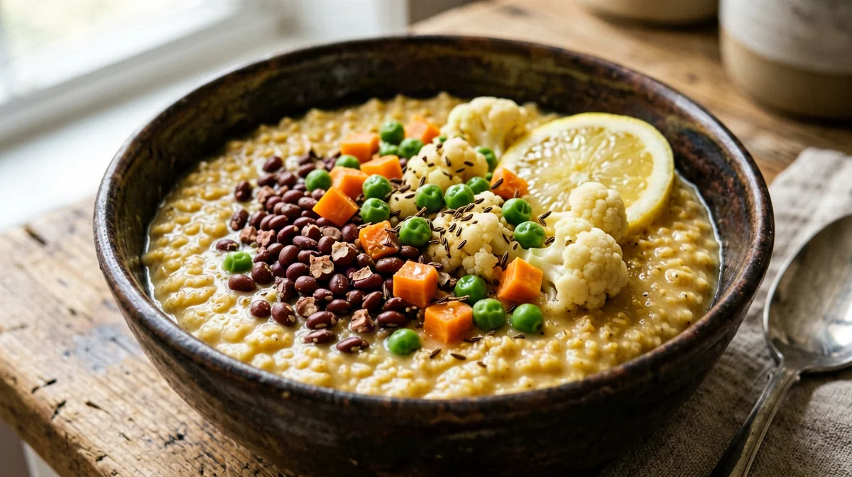Savoury bulgur daliya with lentils and vegetables