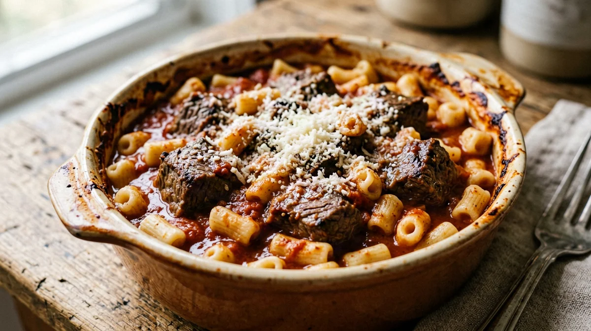 Beef giouvetsi with tomato-cinnamon orzo