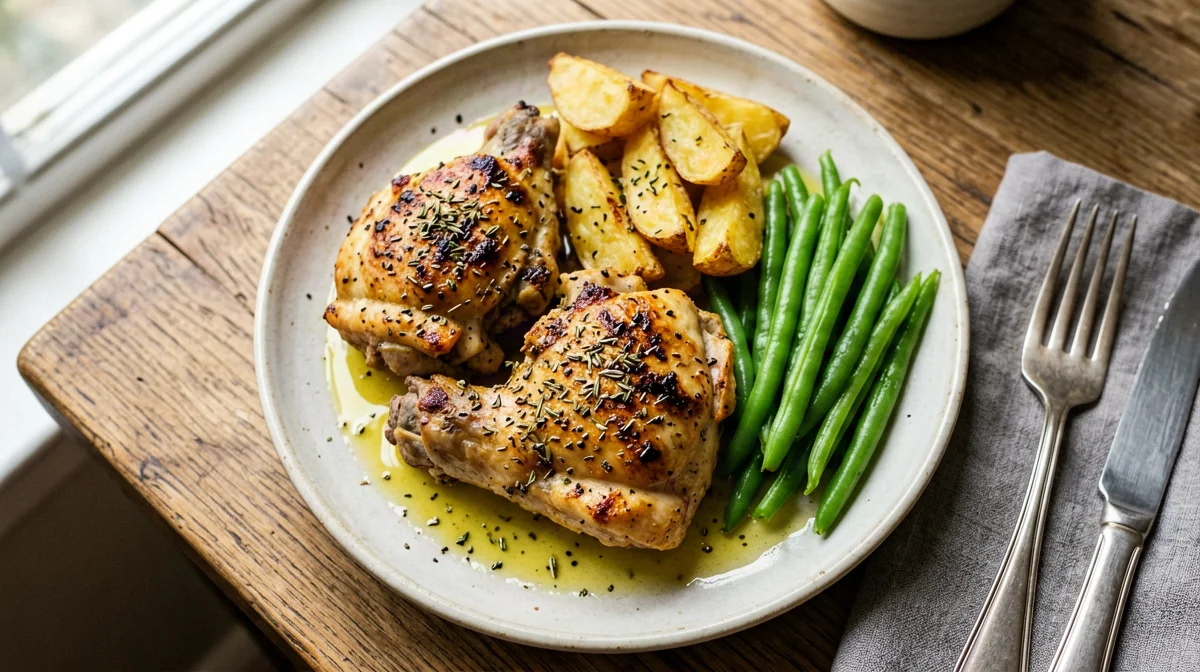Kotopoulo lemonato: lemon-oregano chicken with potatoes