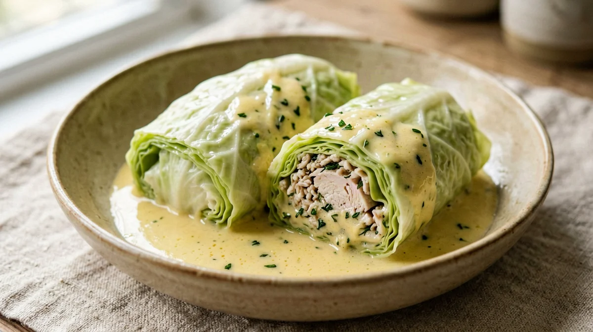 Lahanodolmades: cabbage rolls with turkey, rice and lemon