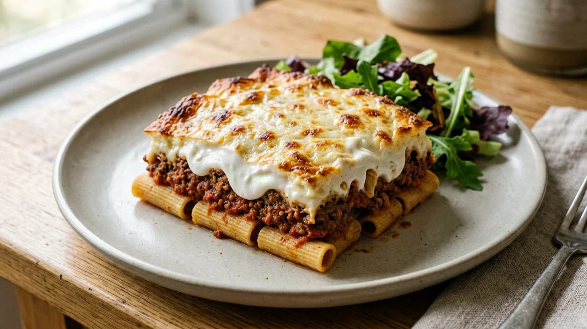 Pastitsio leggero con pasta integrale e crema di yogurt
