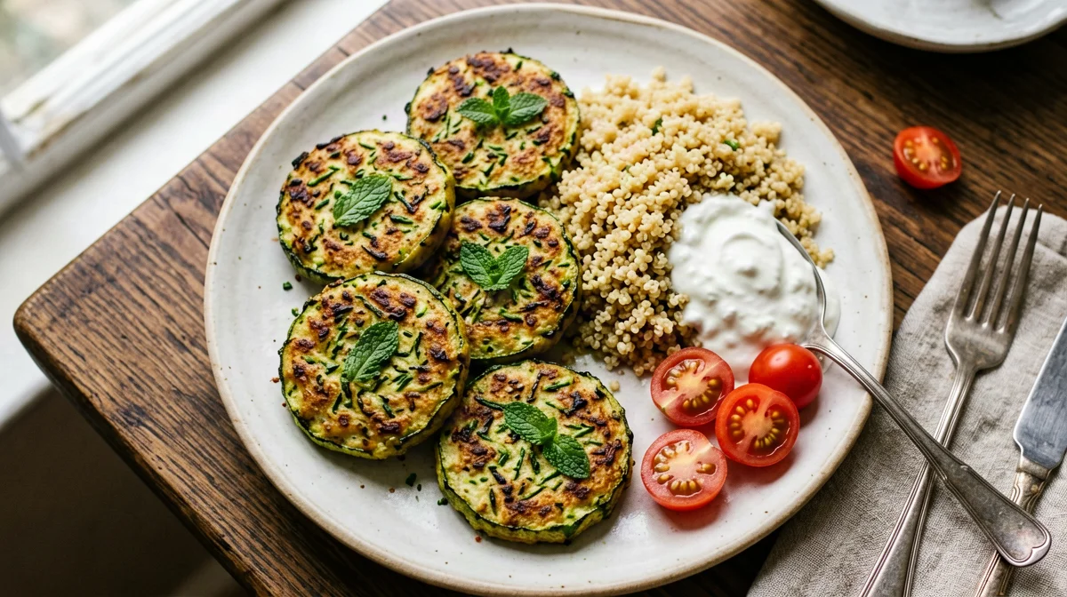 Kolokithokeftedes al forno: polpette di zucchine e feta con yogurt
