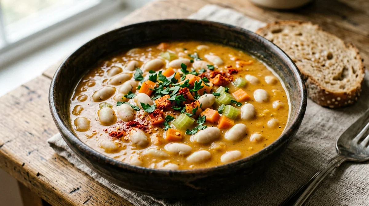Fasolada: Greek white bean, celery and carrot soup