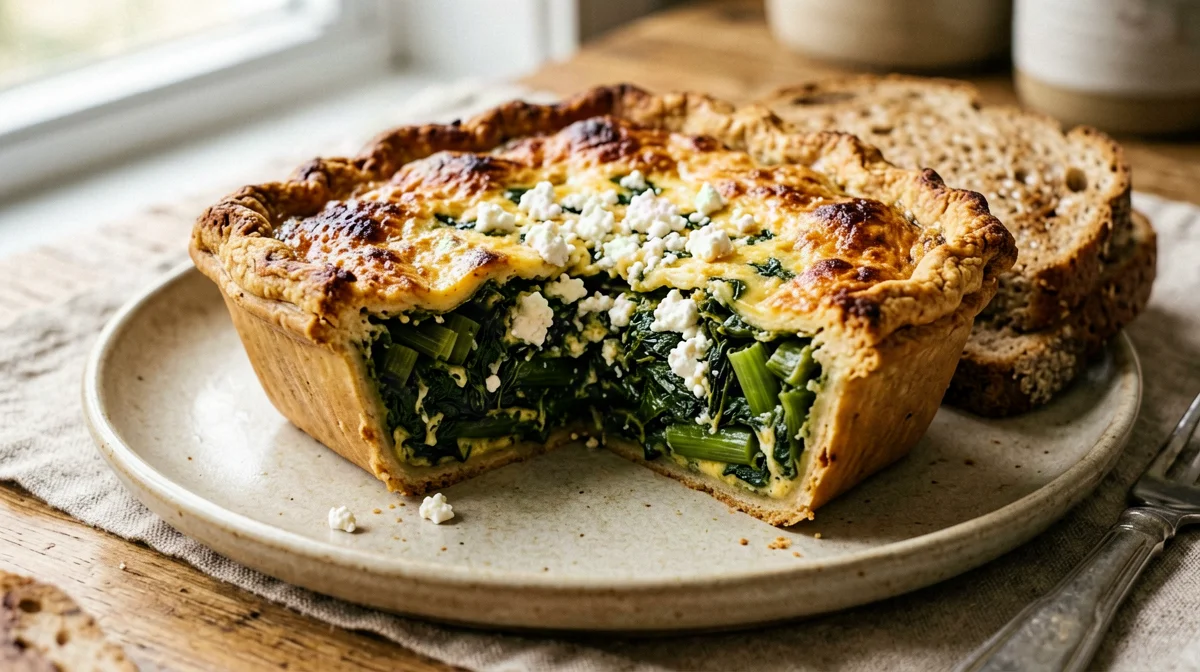 Hortopita senza sfoglia: tortino di erbe, bietole e feta