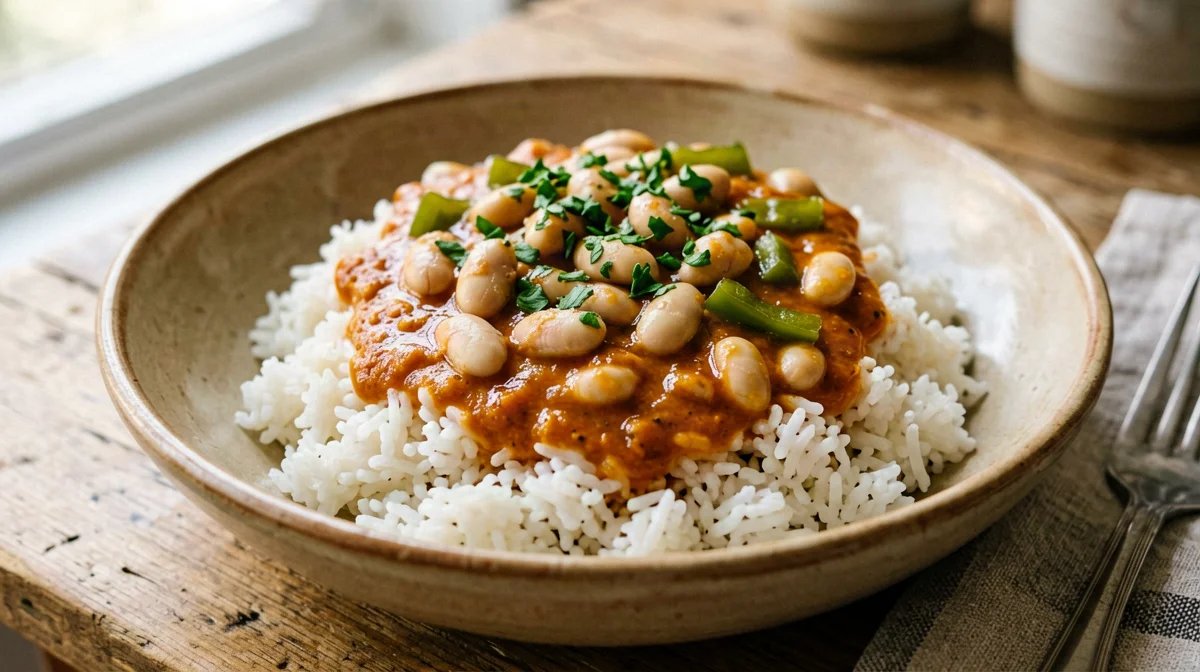 Kuru fasulye: fagioli bianchi in umido con pilaf di riso
