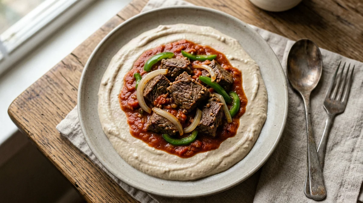 Light hünkar beğendi: braised beef on aubergine cream