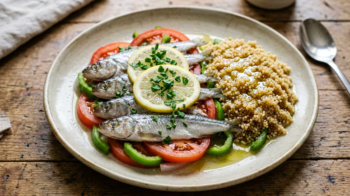 Hamsi buğulama: alici al forno con pomodori e bulgur