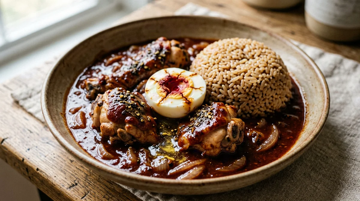 Light doro wot: berbere chicken with boiled egg