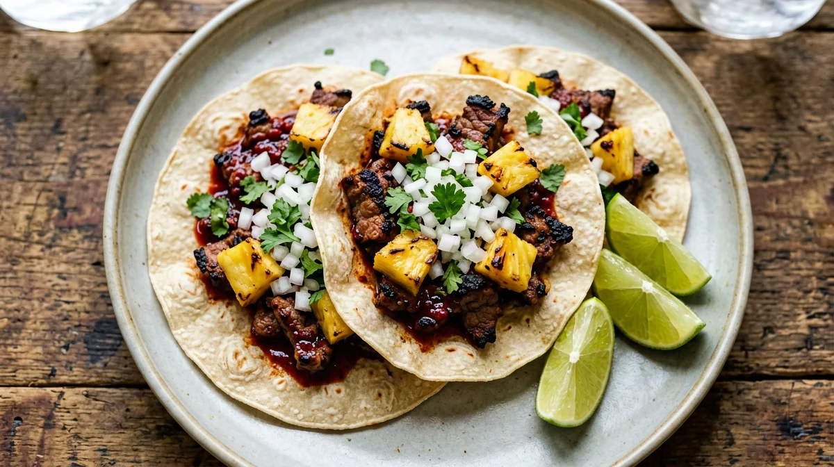 Tacos al pastor leggeri con lonza di maiale e ananas