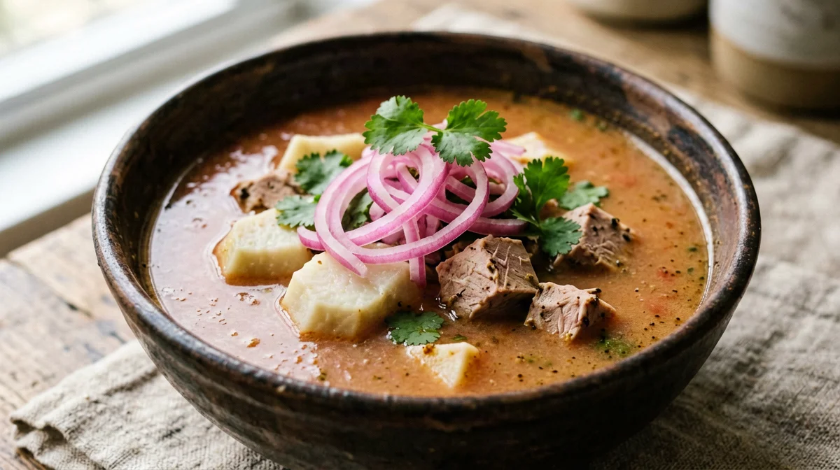 Encebollado ecuadoriano di tonno fresco e manioca
