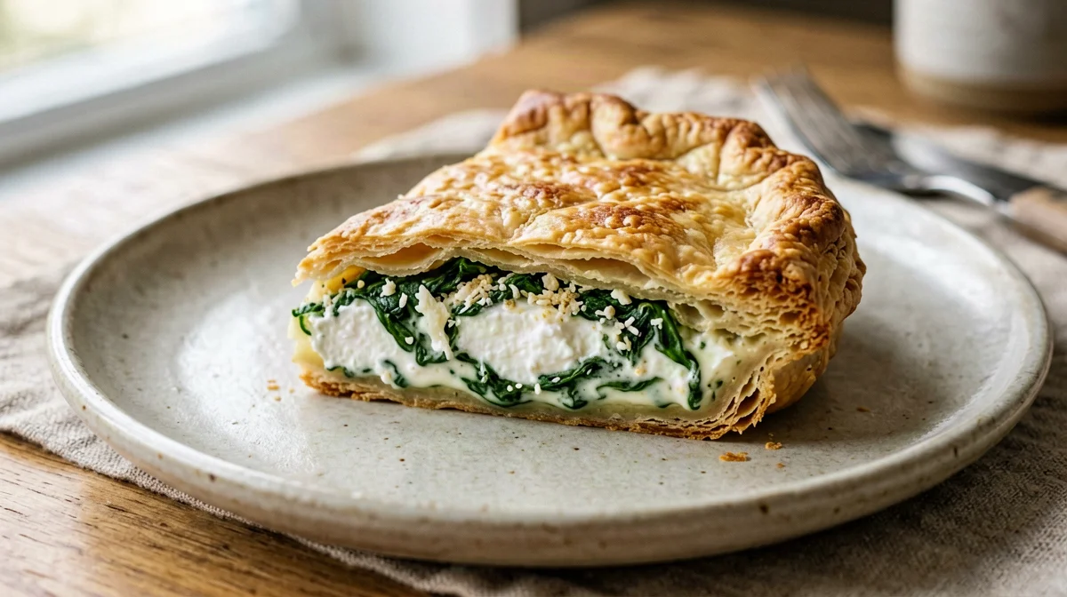 Phyllo pie with spinach, ricotta and nutmeg