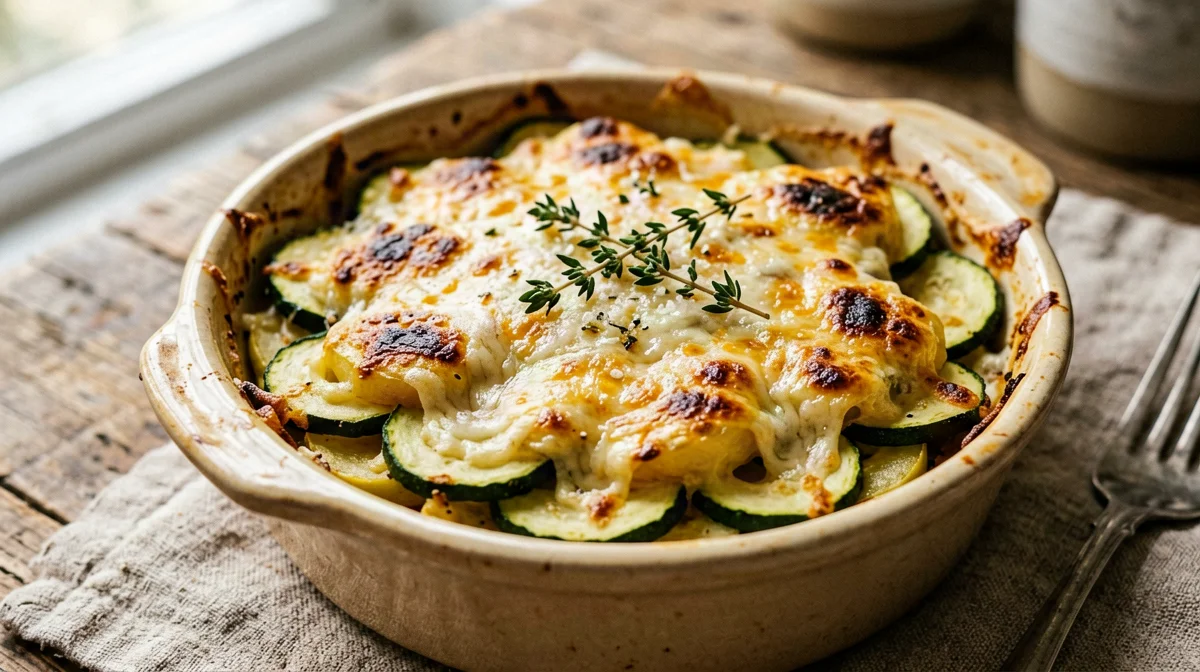 Potato, zucchini and smoked scamorza bake