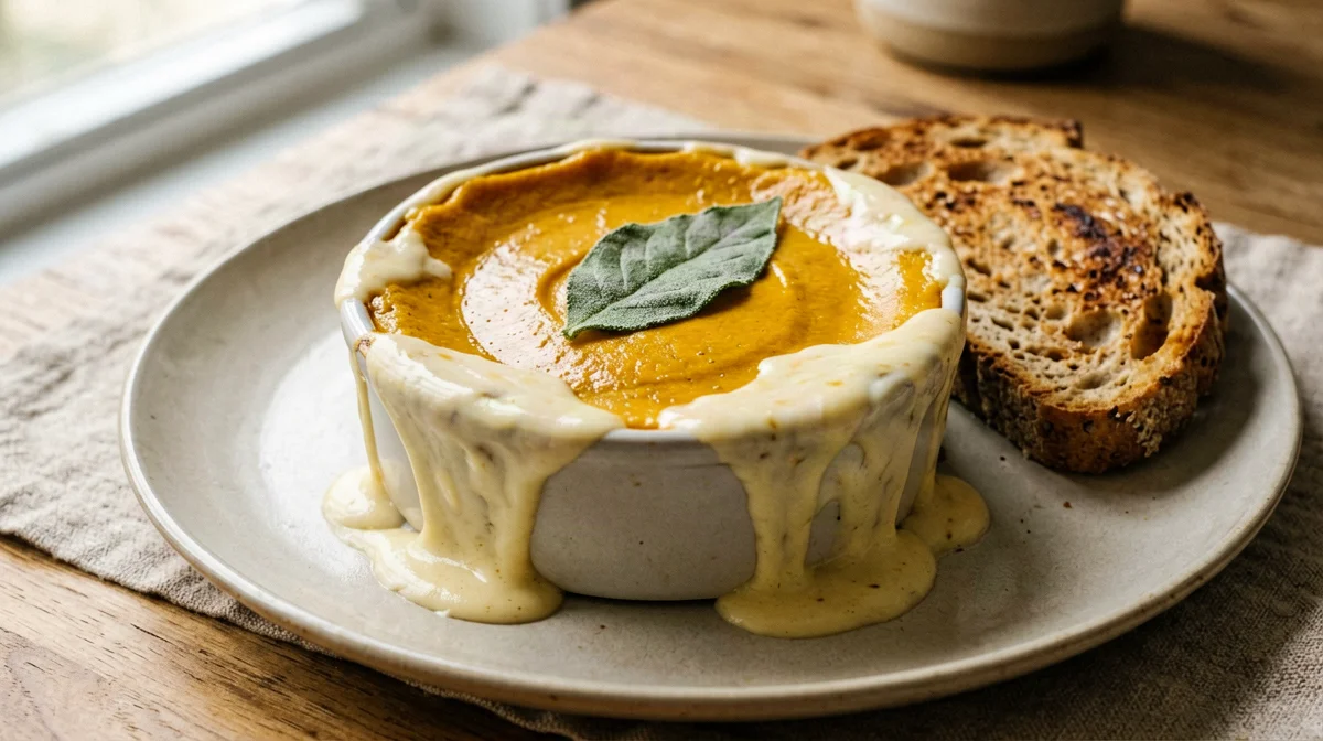 Flan di zucca con fonduta leggera di taleggio