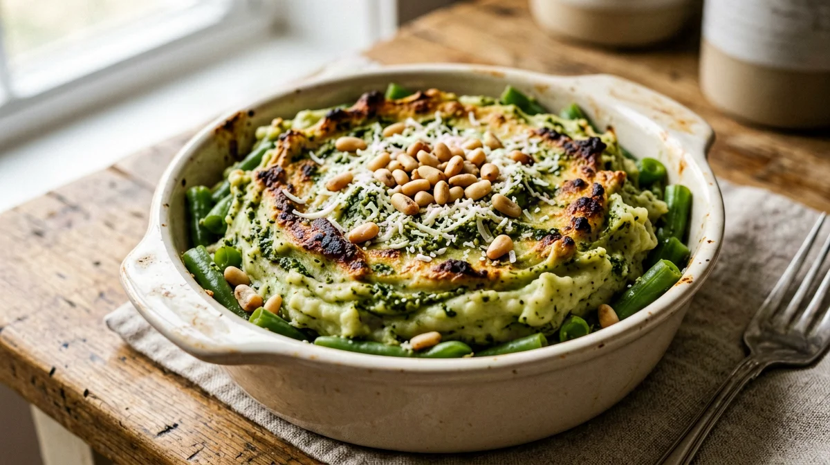 Sformato di fagiolini e patate al pesto
