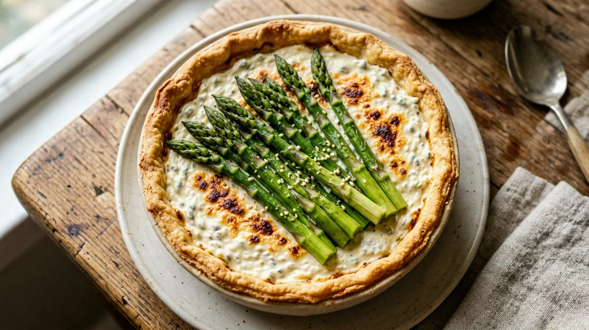 Asparagus and ricotta quiche without cream