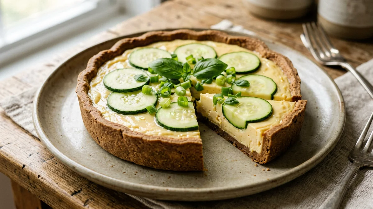 Vegan silken tofu and zucchini quiche