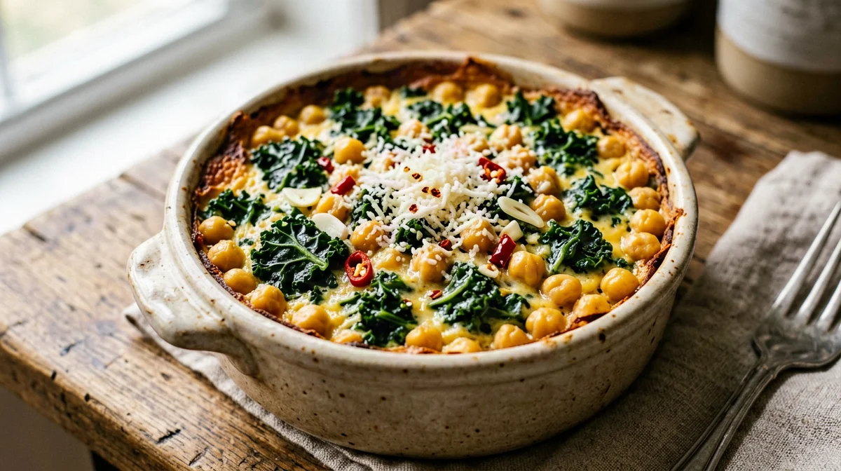 Tortino di cavolo nero, ceci e pecorino