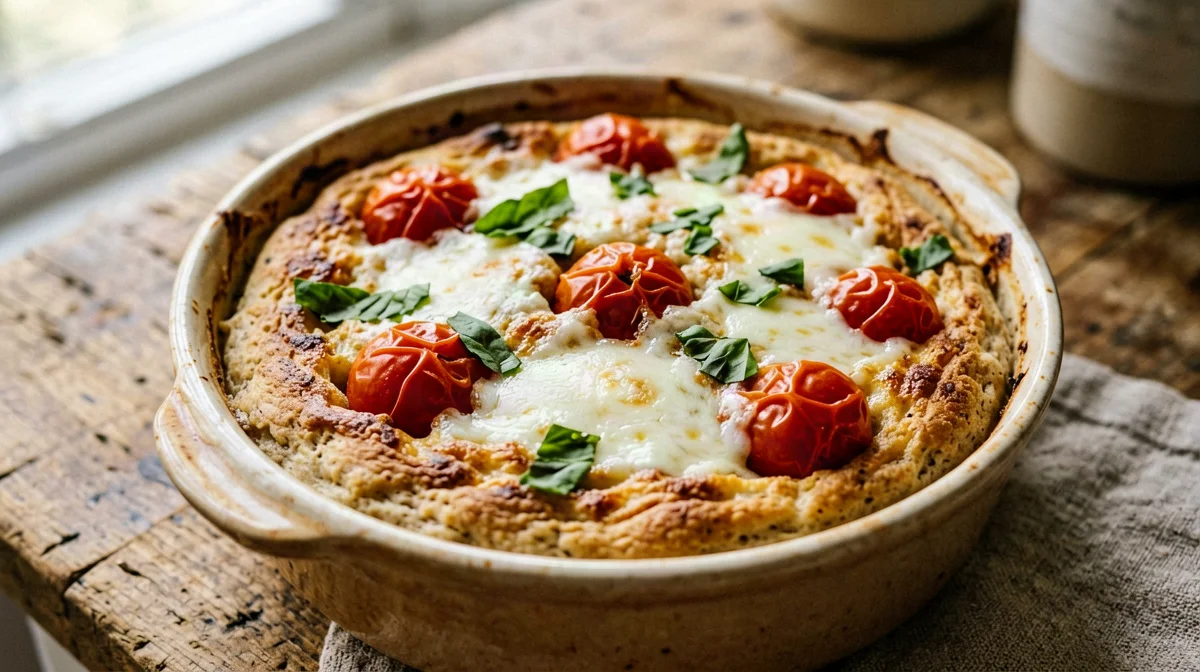 Clafoutis salato di pomodorini e basilico