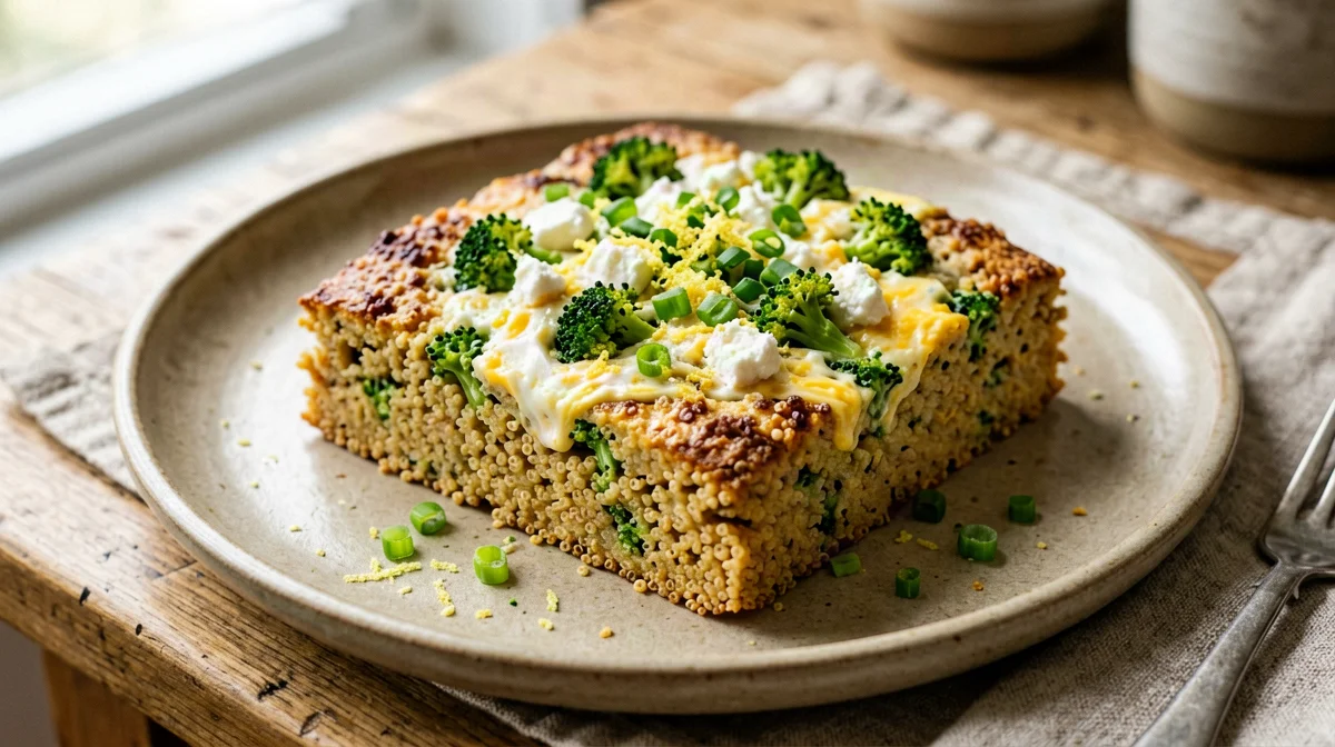 Quinoa and broccoli bake with feta