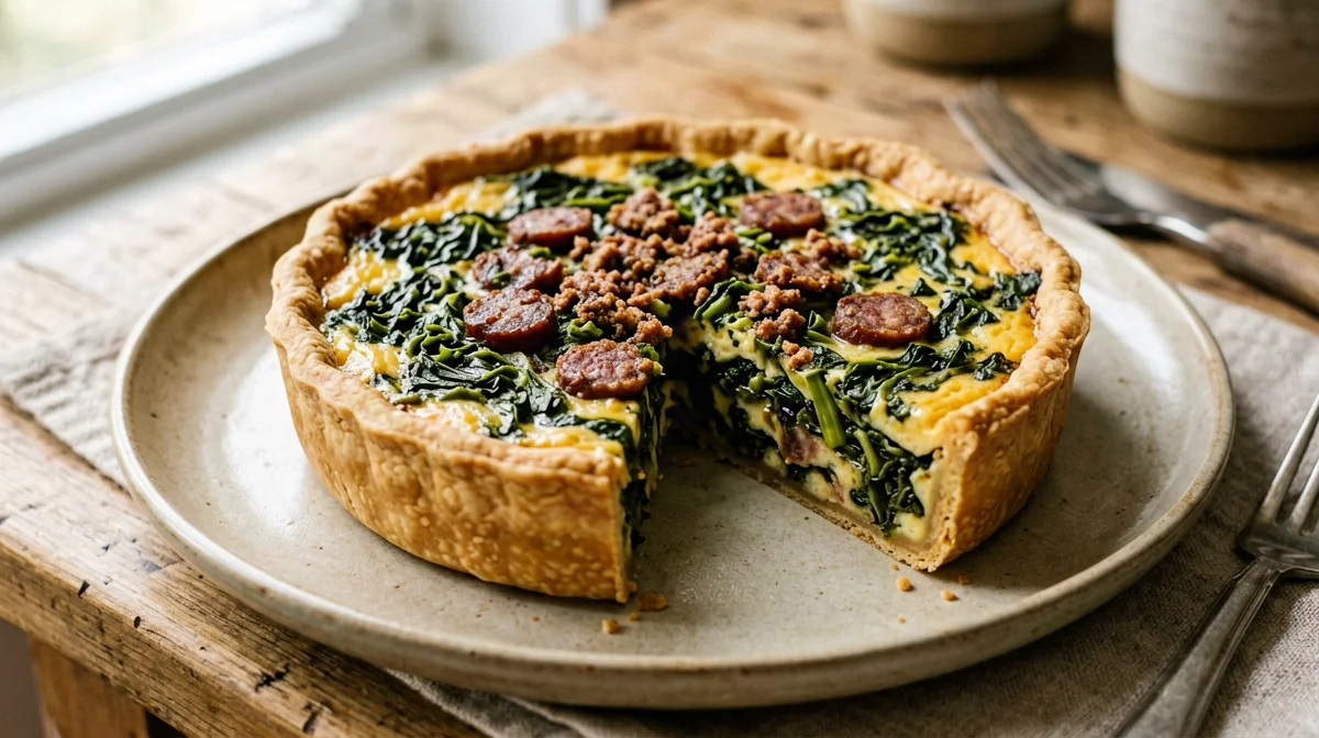 Quiche di salsiccia e cime di rapa