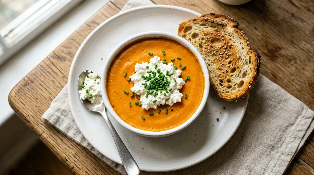 Carrot and ginger flan with cottage cheese