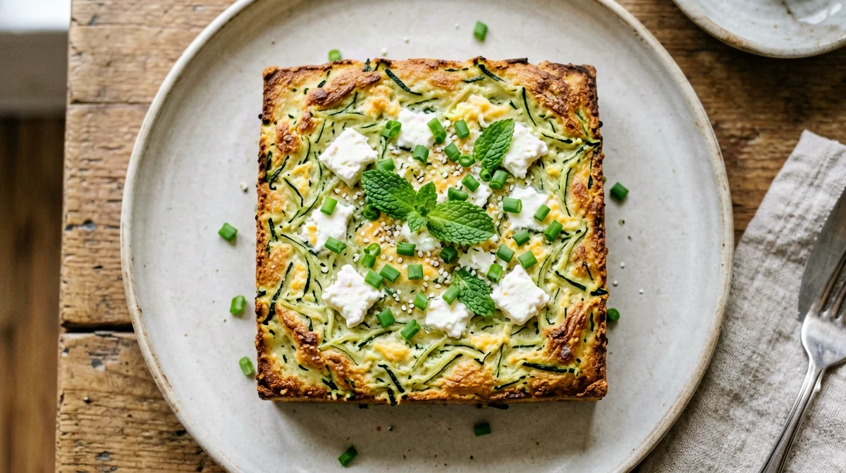 Sformato di zucchine e menta con feta e uova