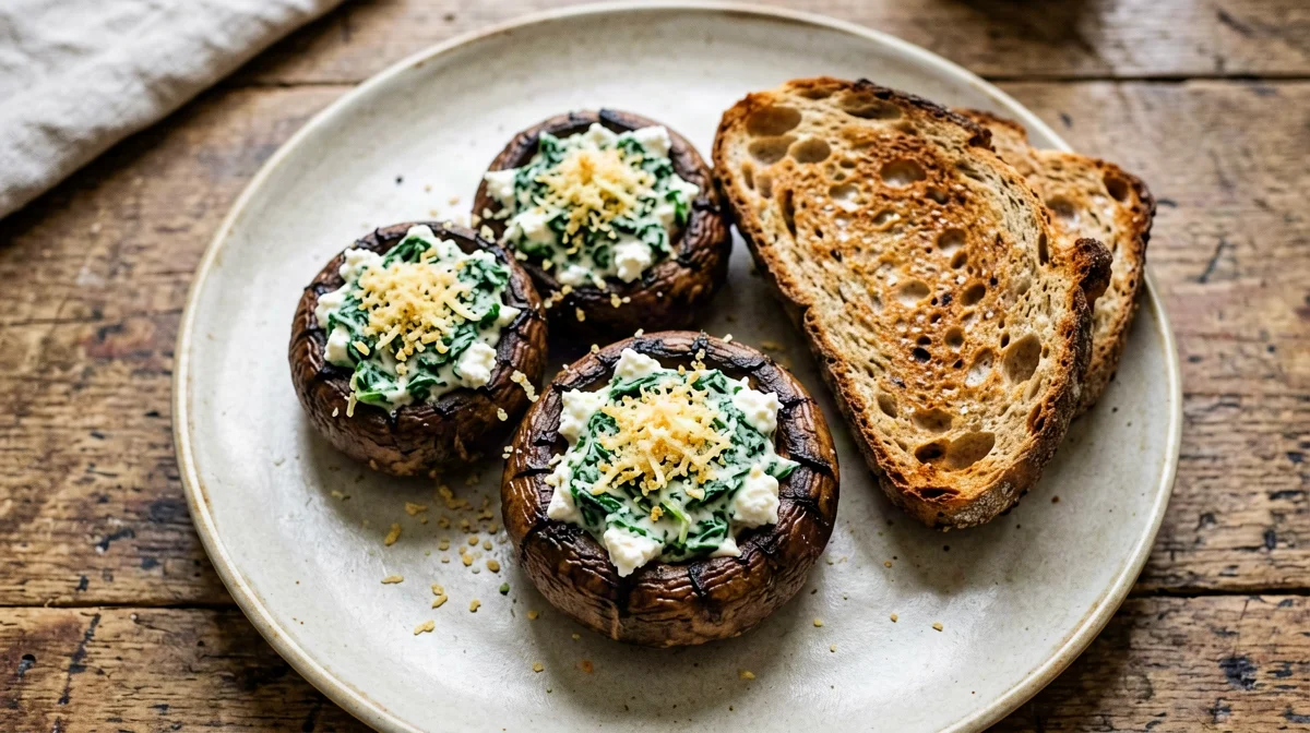 Funghi portobello ripieni di spinaci e ricotta