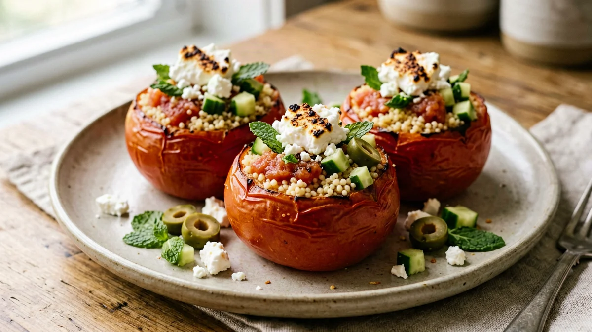 Pomodori ripieni di couscous, menta e feta