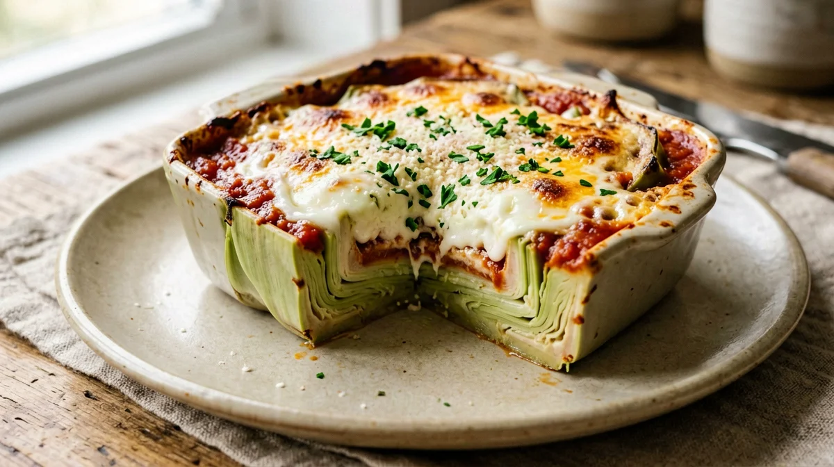 Parmigiana di carciofi con mozzarella