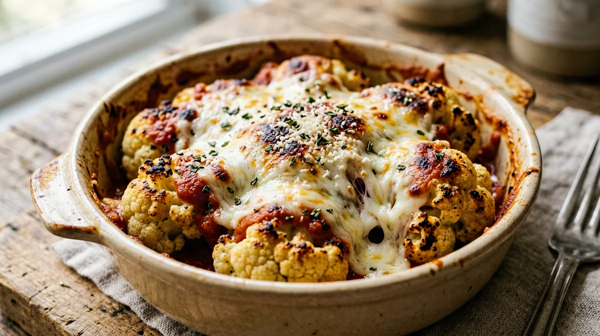 Cauliflower parmigiana with tomato