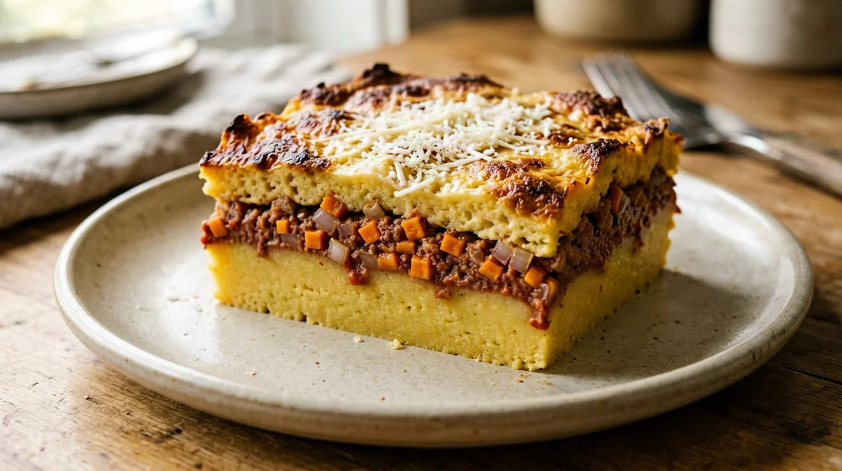 Layered polenta with turkey ragù