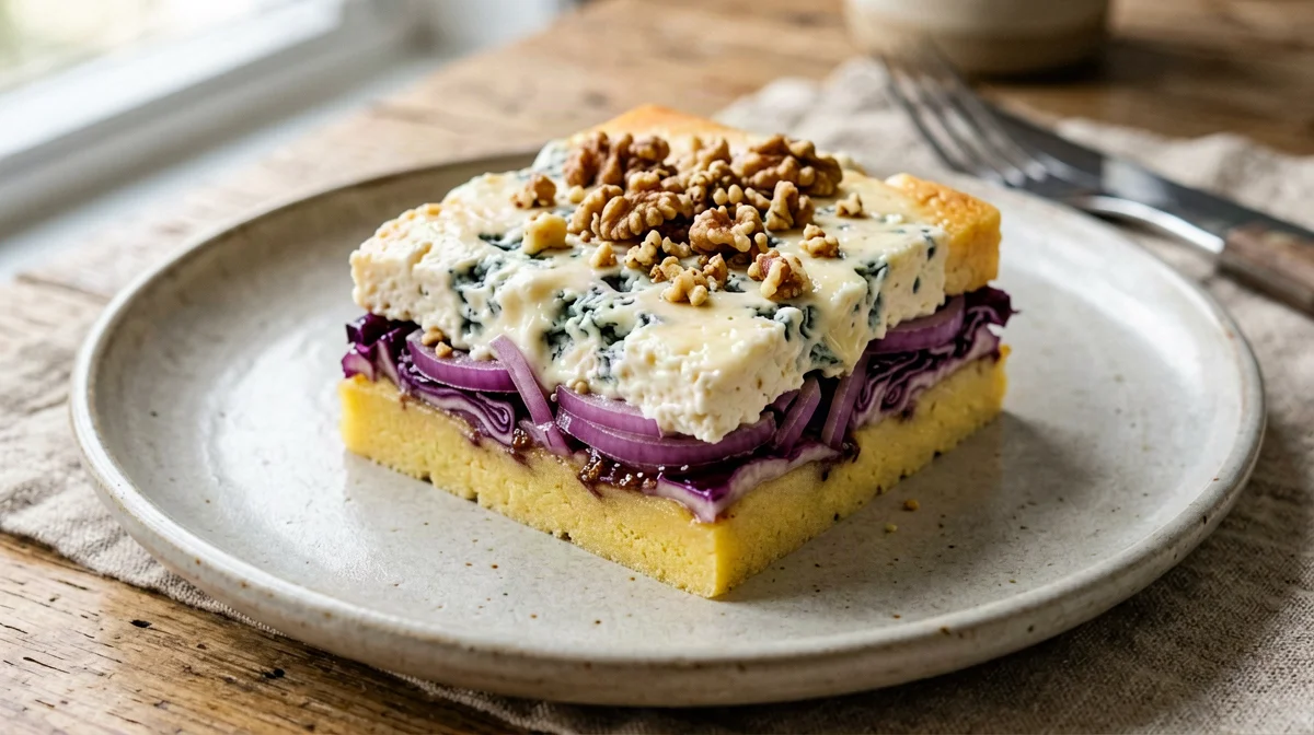 Lasagnetta di polenta con radicchio e gorgonzola