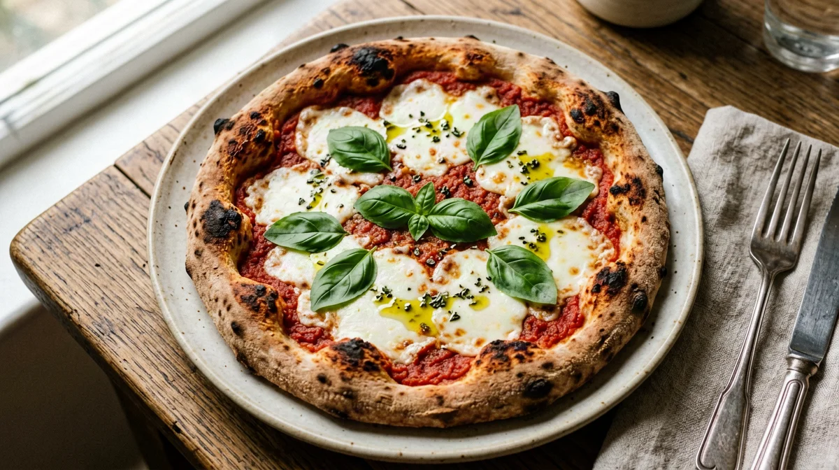 Pizza margherita integrale con mozzarella light