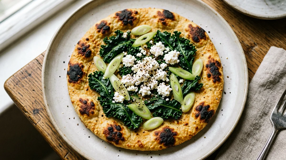 Farinata con cipollotti e cavolo nero