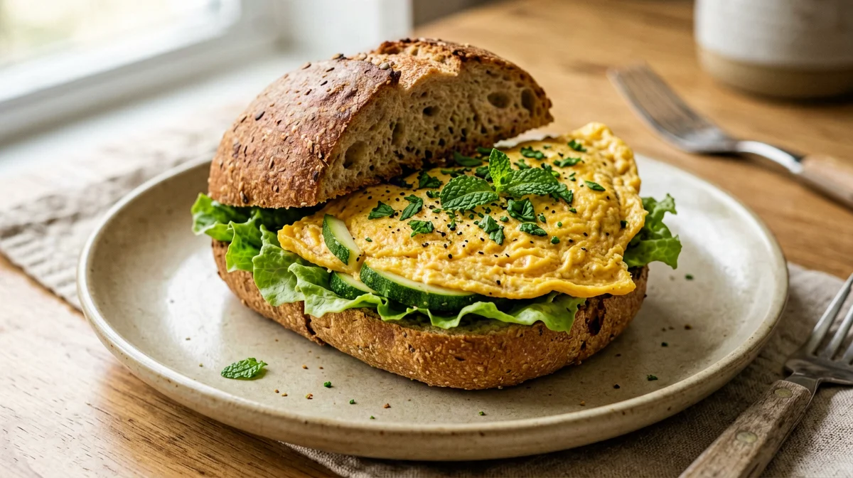 Panino integrale con frittata di zucchine e menta