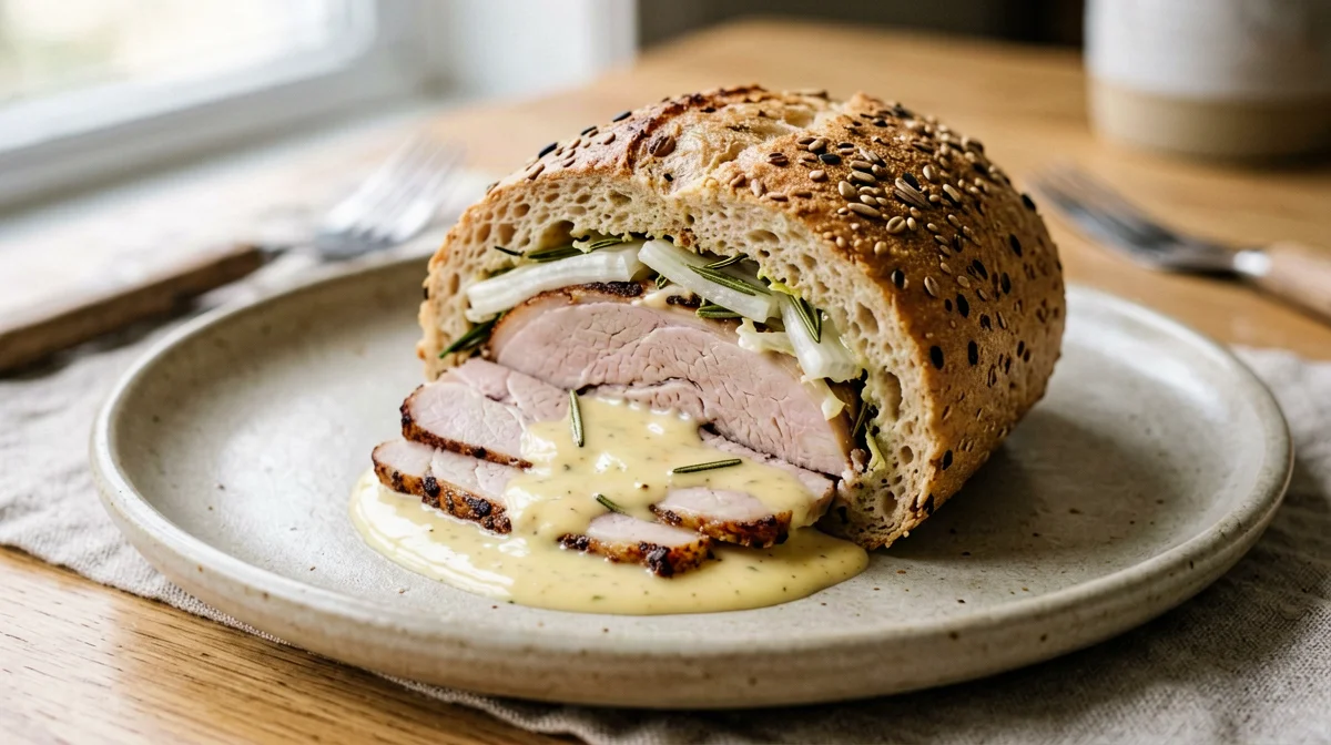 Panino con lonza arrosto, finocchi e senape