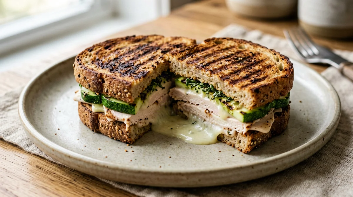 Toast caldo con pollo, zucchine e scamorza