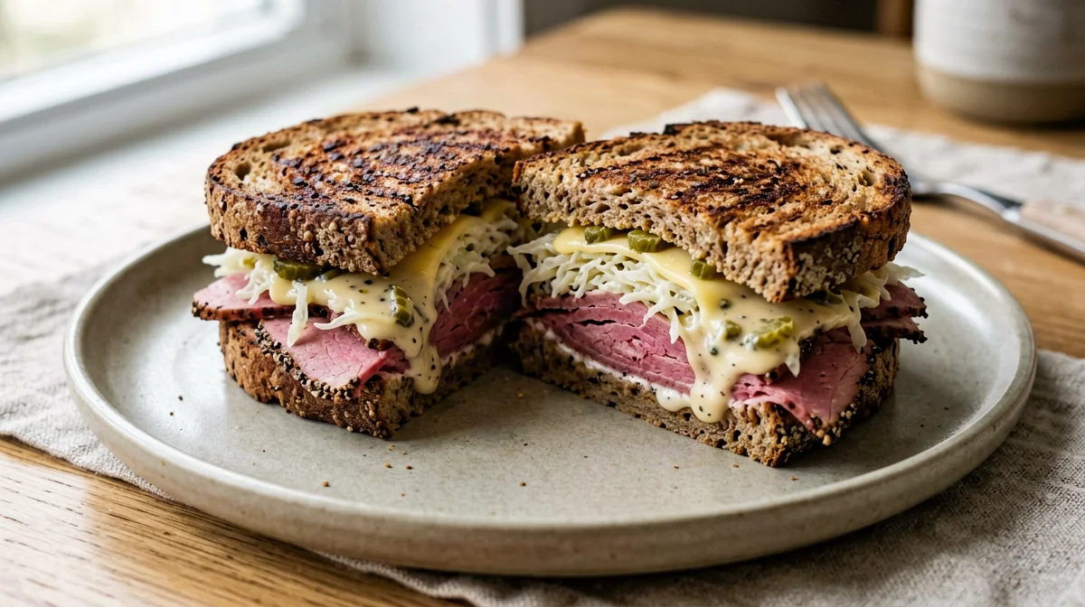 Reuben light con pastrami, crauti e senape