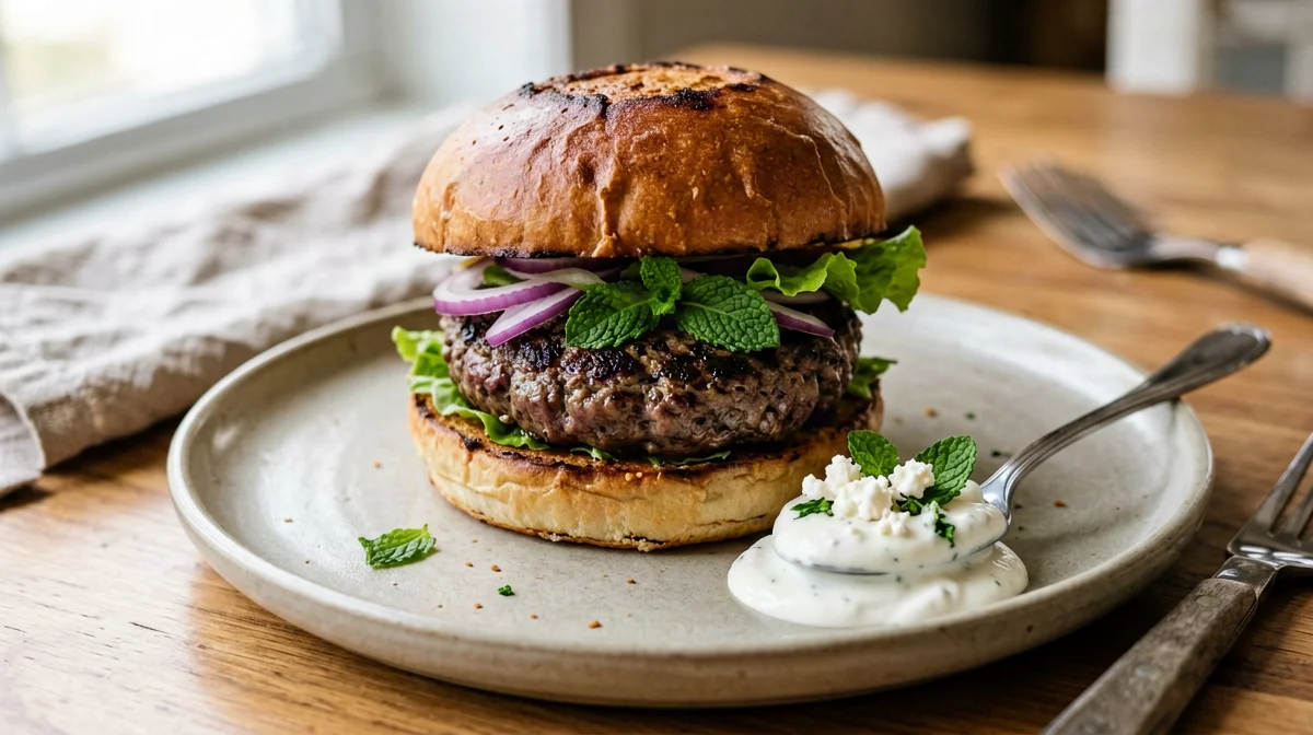 Burger di agnello con feta e menta