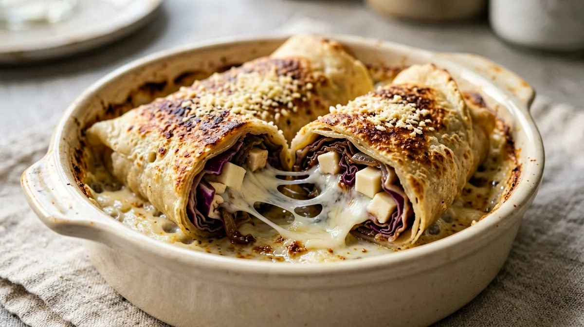 Crêpes with radicchio and smoked scamorza